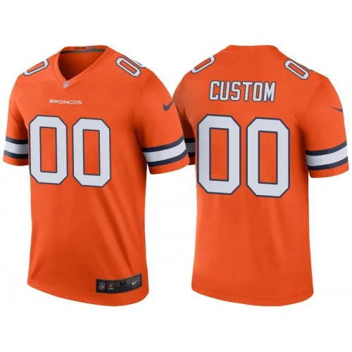 Men's Denver Broncos Orange Color Rush Legend Customized Jersey -