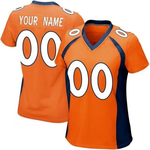 Woman's Custom Denver Broncos Game Orange Team Color Jersey -