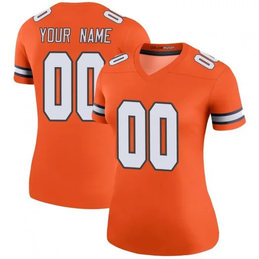 Woman's Custom Denver Broncos Legend Orange Color Rush Jersey -