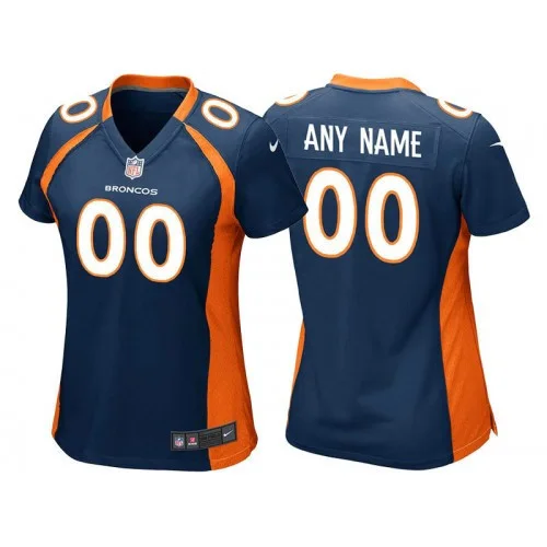 Woman's Denver Broncos Navy Blue Game Customized Jersey -