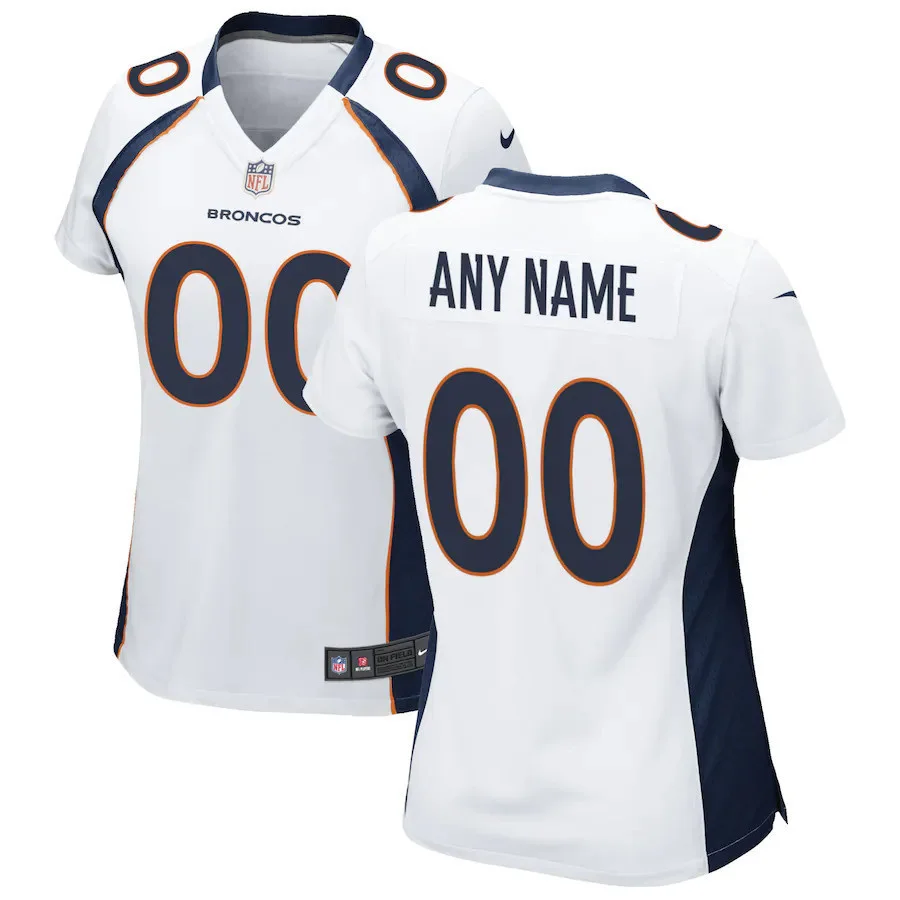 Woman's White Denver Broncos Custom Game Jersey -