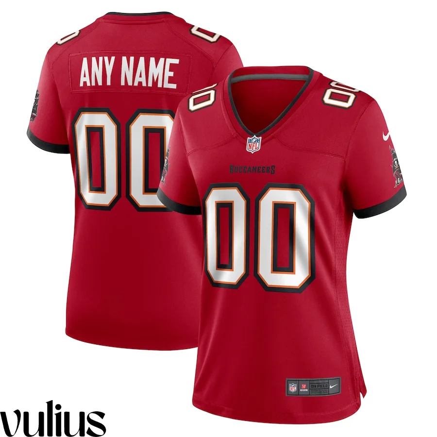 Custom Bucs Jersey, Red Woman's, Home Game Custom Jersey -
