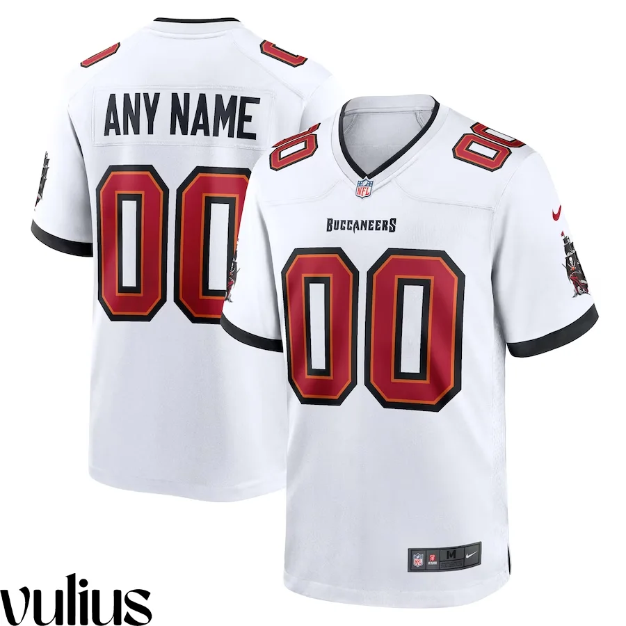 Custom Bucs Jersey, White Men's, Road Game Custom Jersey -
