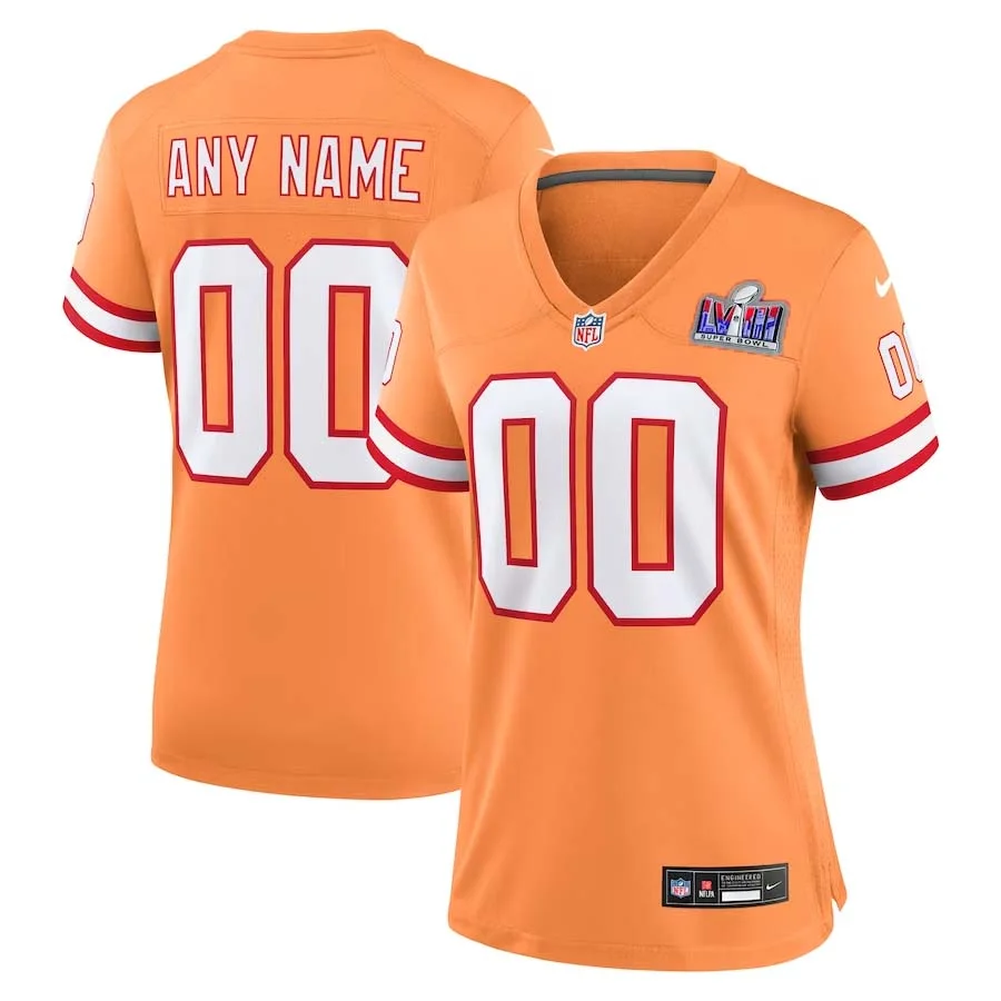 Custom Woman Tampa Bay Buccaneers Secondary Super Bowl LVIII Alternate Throwback Game Jersey -