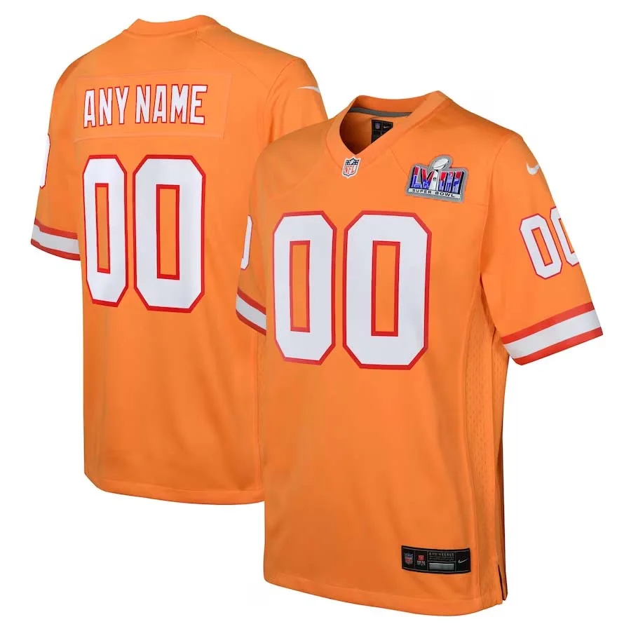 Custom Youth Tampa Bay Buccaneers Secondary Super Bowl LVIII Alternate Throwback Game Jersey -