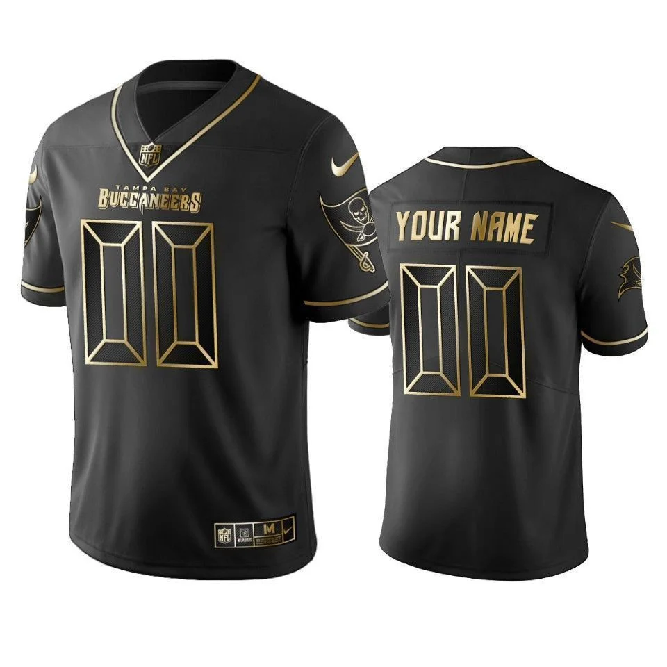 Men's 2019 Tampa Bay Buccaneers Custom Black Golden Edition Vapor Untouchable Limited Jersey -
