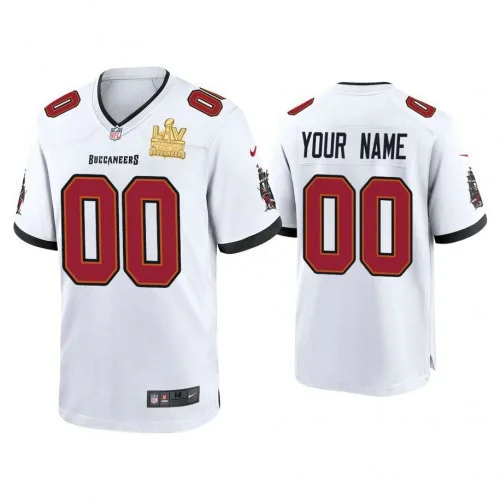 Men's Custom 2021 Tampa Bay Buccaneers #00 White Super Bowl LIV Champions White Game Jersey -