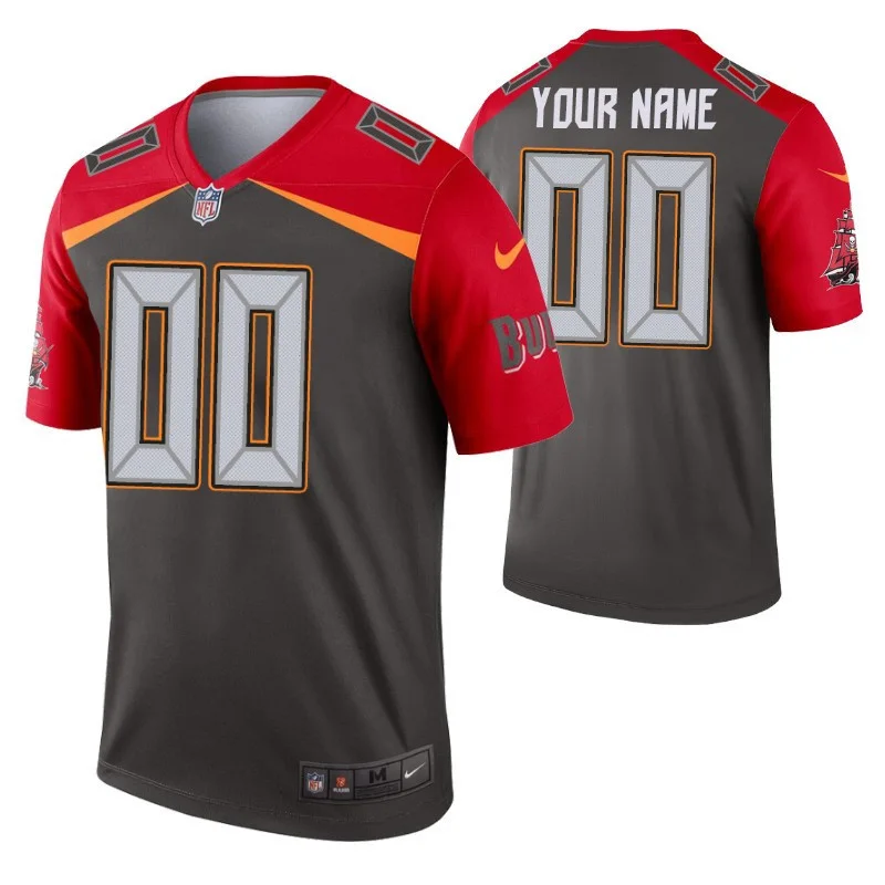 Men's Custom Tampa Bay Buccaneers Jersey Pewter Inverted Legend Edition -