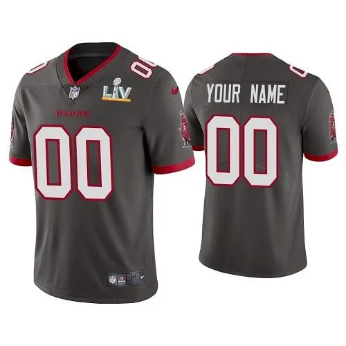 Men's Tampa Bay Buccaneers Custom Grey 2021 Super Bowl LV Jersey -