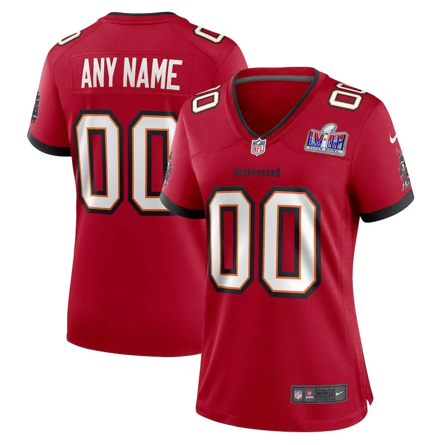 Woman Custom Tampa Bay Buccaneers Super Bowl LVIII Red Custom Home Game Jersey -