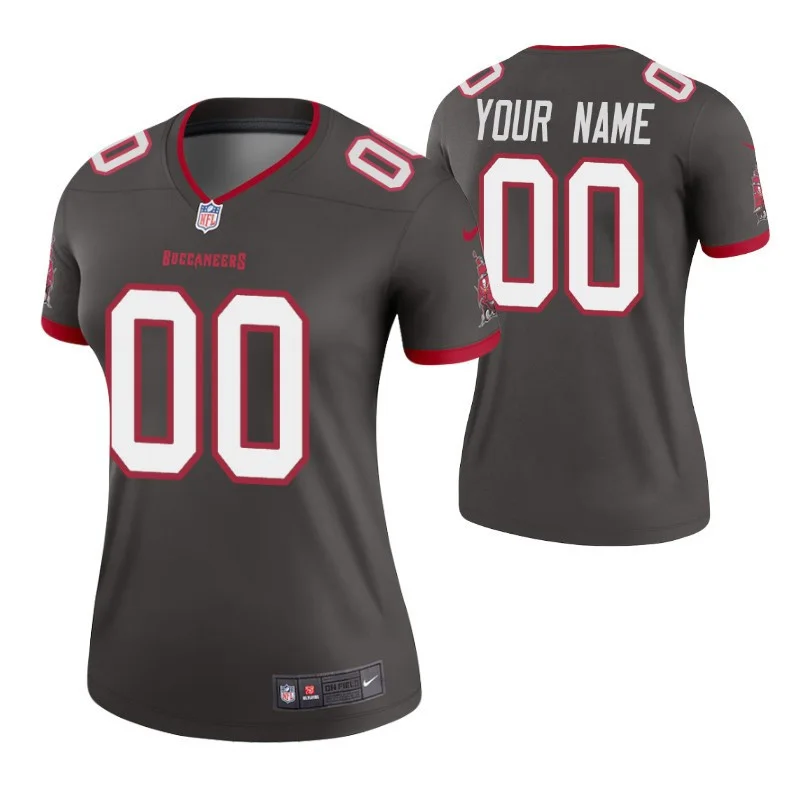Woman's Custom #00 Tampa Bay Buccaneers Pewter Legend Jersey -