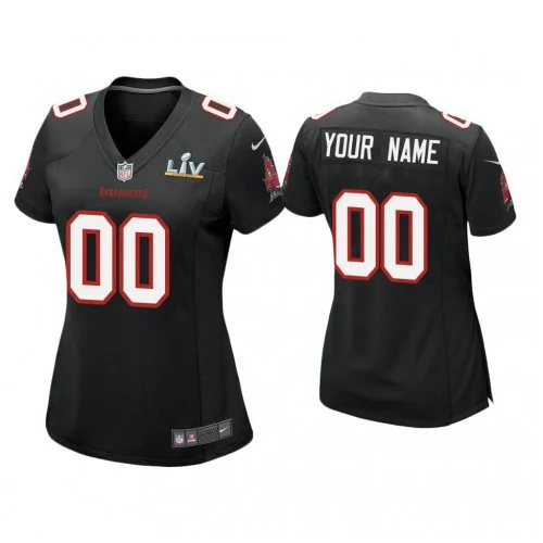 Woman's Custom 2021 Tampa Bay Buccaneers #00 Black Super Bowl LIV Black Game Fashion Jersey -