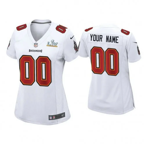 Woman's Custom 2021 Tampa Bay Buccaneers #00 White Super Bowl LIV White Game Fashion Jersey -