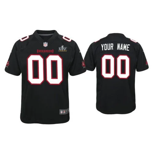Youth's Custom 2021 Tampa Bay Buccaneers #00 Black Super Bowl LIV Black Game Fashion Jersey -