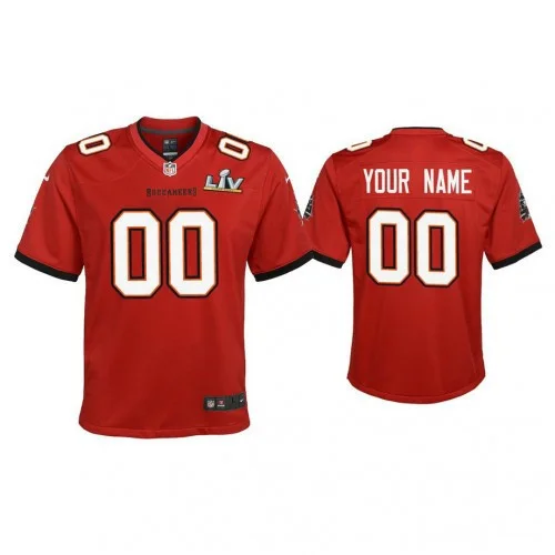 Youth's Custom 2021 Tampa Bay Buccaneers #00 Red Super Bowl LIV Red Game Jersey -