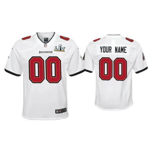 Youth's Custom 2021 Tampa Bay Buccaneers #00 White Super Bowl LIV White Game Jersey -