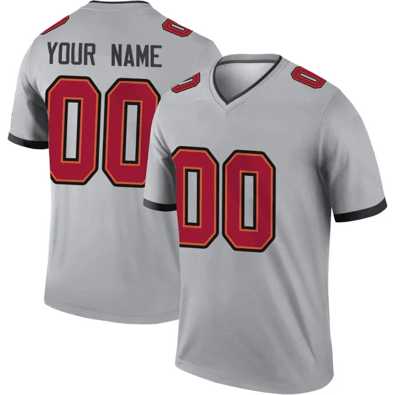 Youth's Custom Tampa Bay Buccaneers Inverted Jersey - Legend Gray -