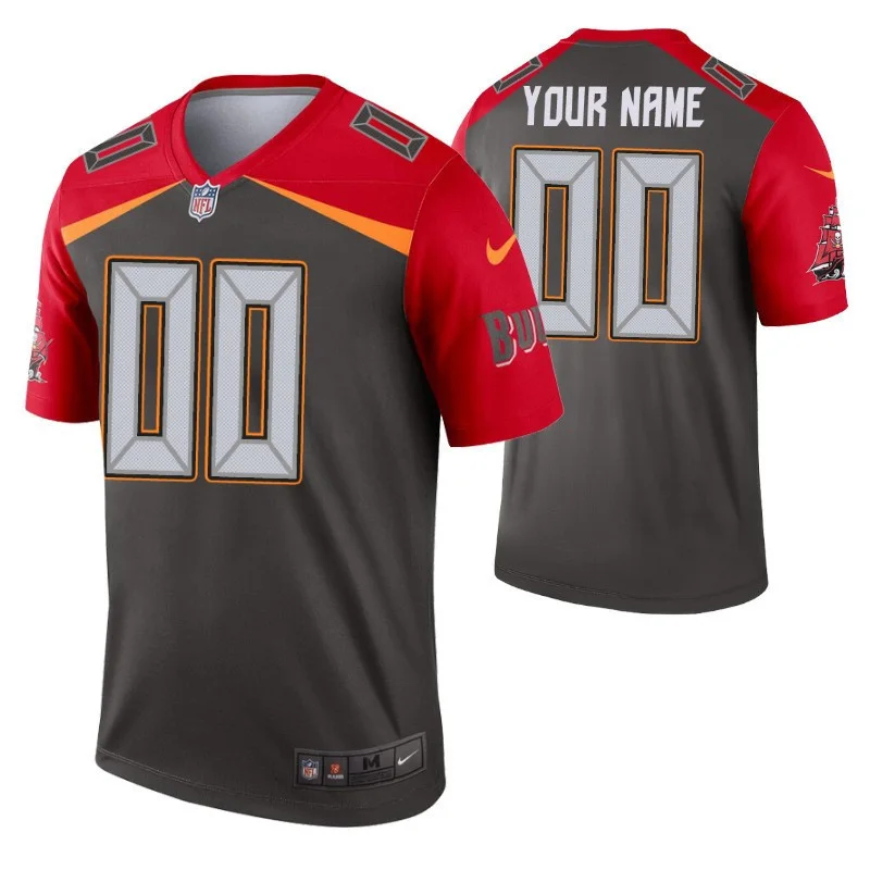 Youth's Custom Tampa Bay Buccaneers Jersey Pewter Inverted Legend Edition -