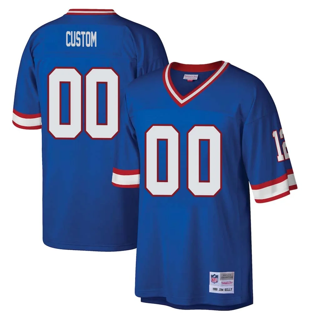 Custom Mitchell & Ness Royal Buffalo Bills Retired Player Vintage  Jersey