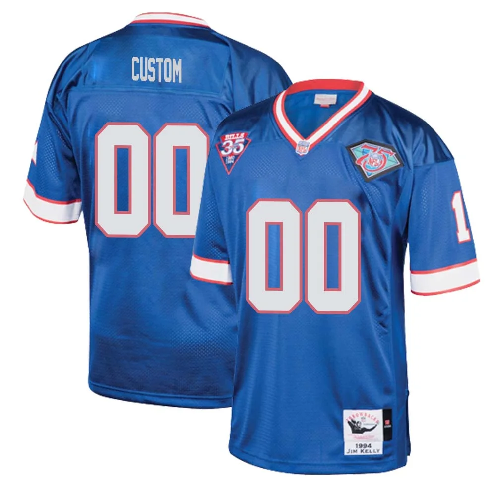 Men Custom Mitchell & Ness Royal Buffalo Bills 2004 Authentic Throwback Retired Player Jersey -