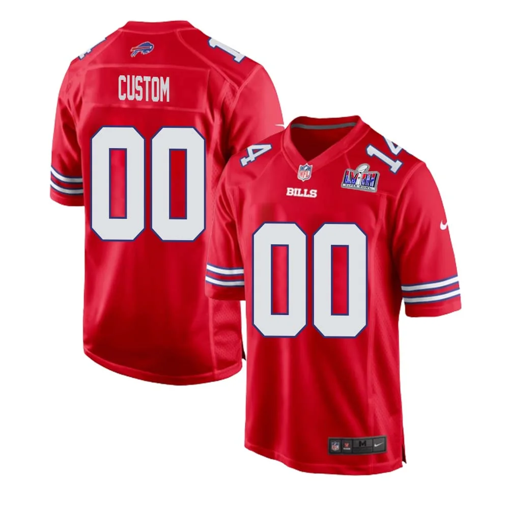 Men Custom Super Bowl LVIII Buffalo Bills Alternate Game Jersey - White -