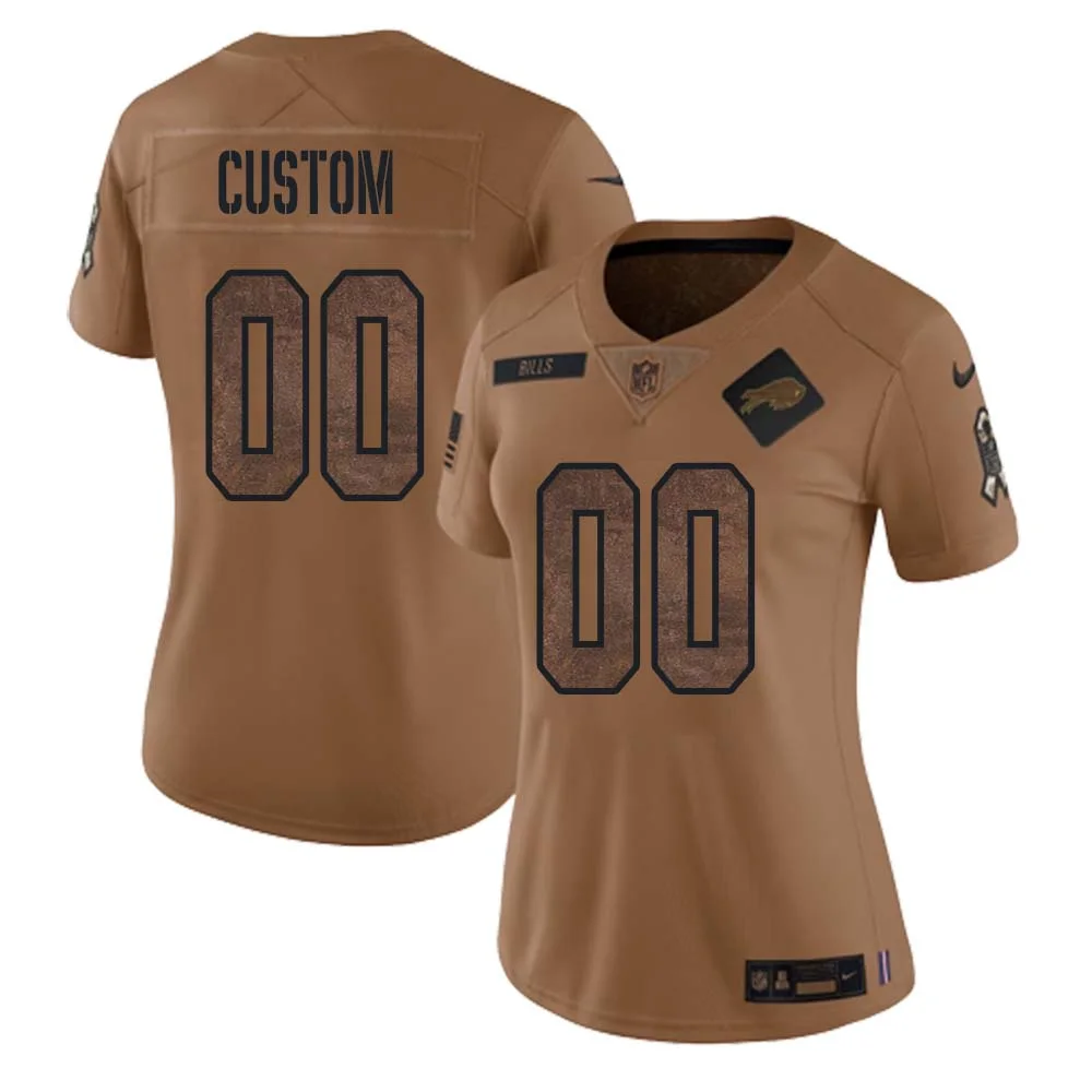 Woman Custom Buffalo Bills 2023 Salute To Service Limited Jersey Brown -