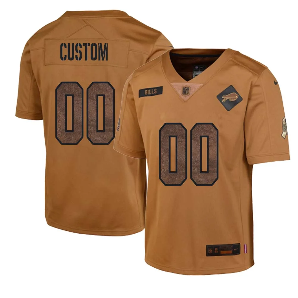 Youth Custom Buffalo Bills 2023 Salute To Service Limited Jersey Brown -