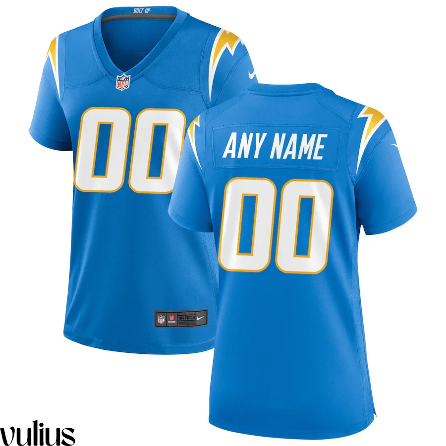 Custom Chargers Jersey, Powder Blue Woman's, Home Custom Game Jersey -