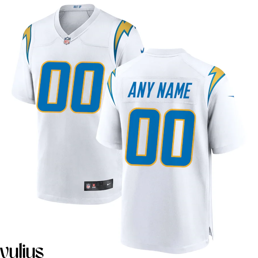 Custom Chargers Jersey, White Men's, Road Custom Game Jersey -