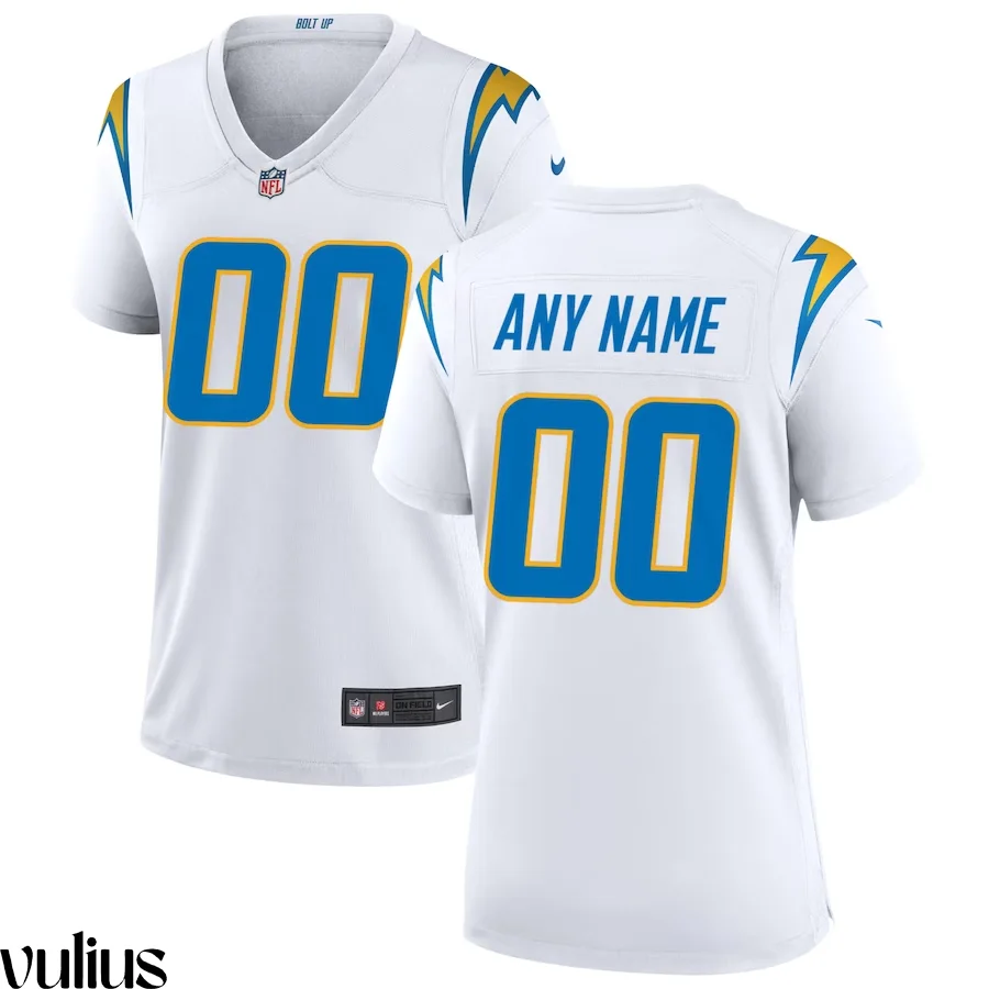 Custom Chargers Jersey, White Woman's, Road Custom Game Jersey -