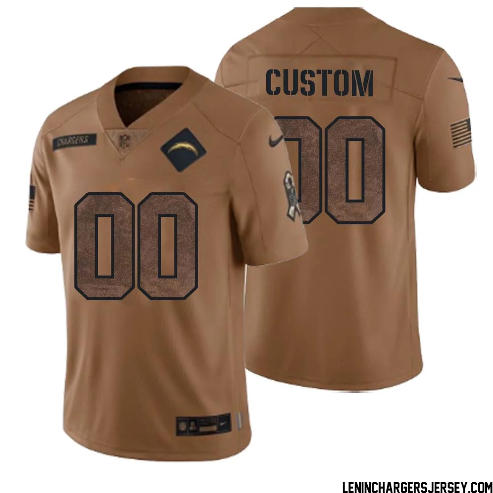 Men Custom Brown Los Angeles Chargers 2023 Salute To Service Limited Jersey -
