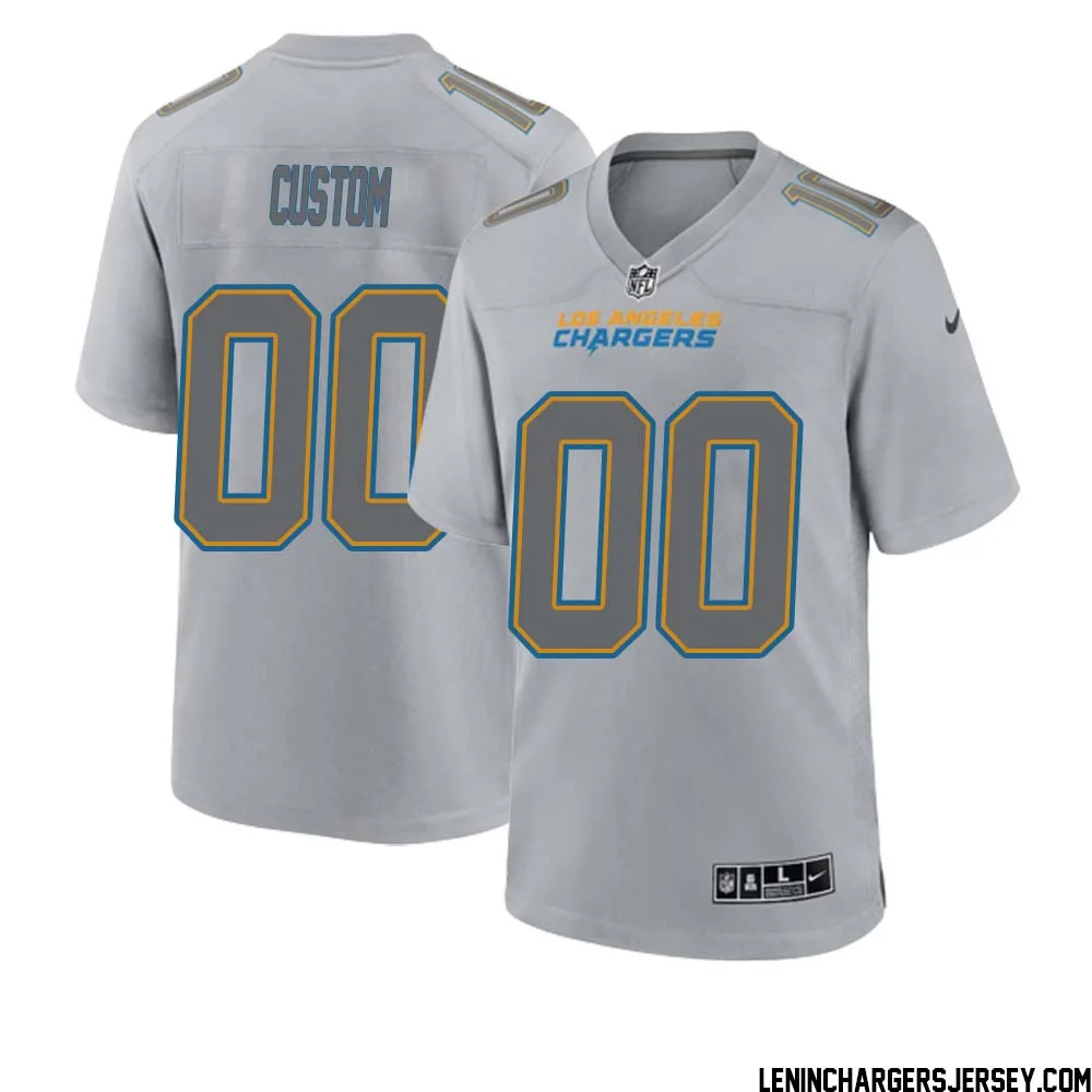 Men Custom Gray Los Angeles Chargers Atmosphere Fashion Game Jersey -