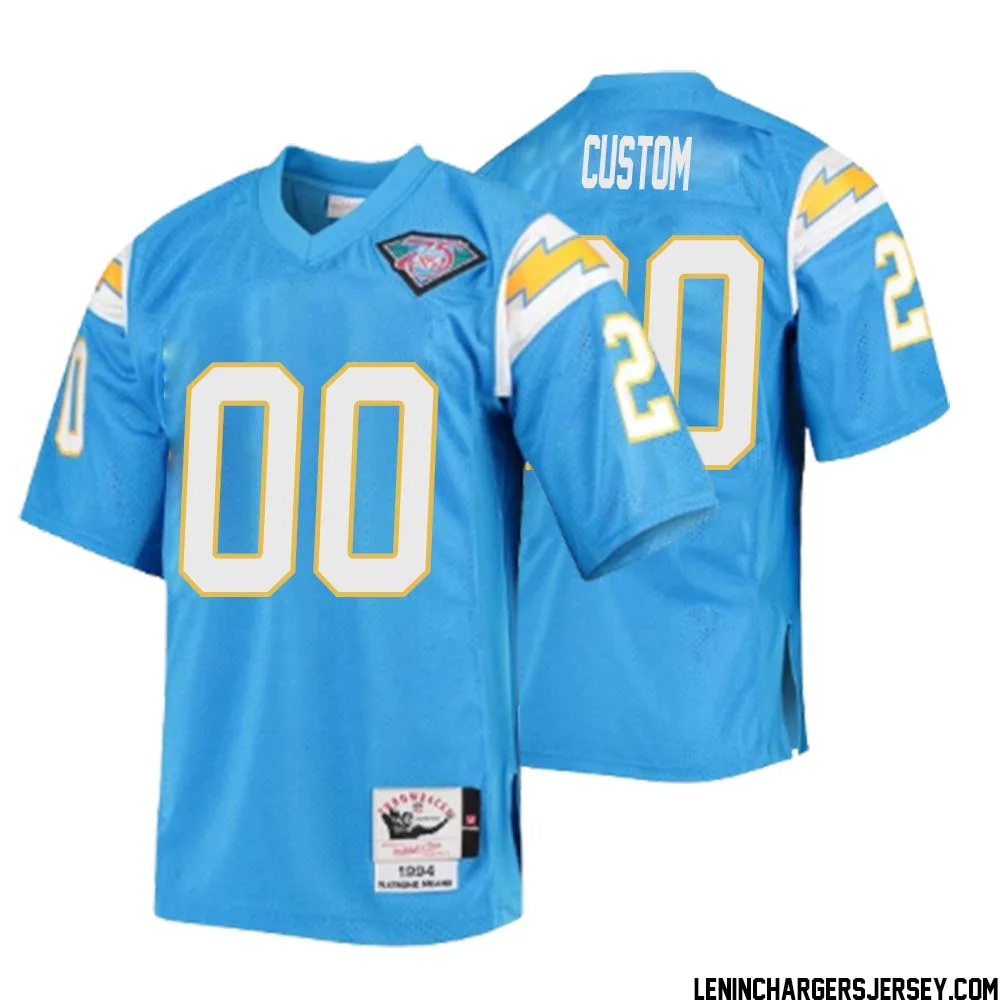 Men Custom Mitchell & Ness Powder Blue Los Angeles Chargers 1994 Authentic Throwback Retired Player Jersey -