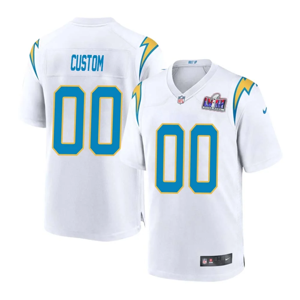 Men Custom White Los Angeles Chargers Super Bowl LVIII Game Jersey -