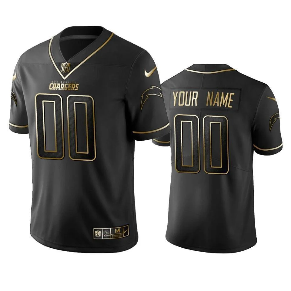 Men's 2019 Los Angeles Chargers Custom Black Golden Edition Vapor Untouchable Limited Jersey -