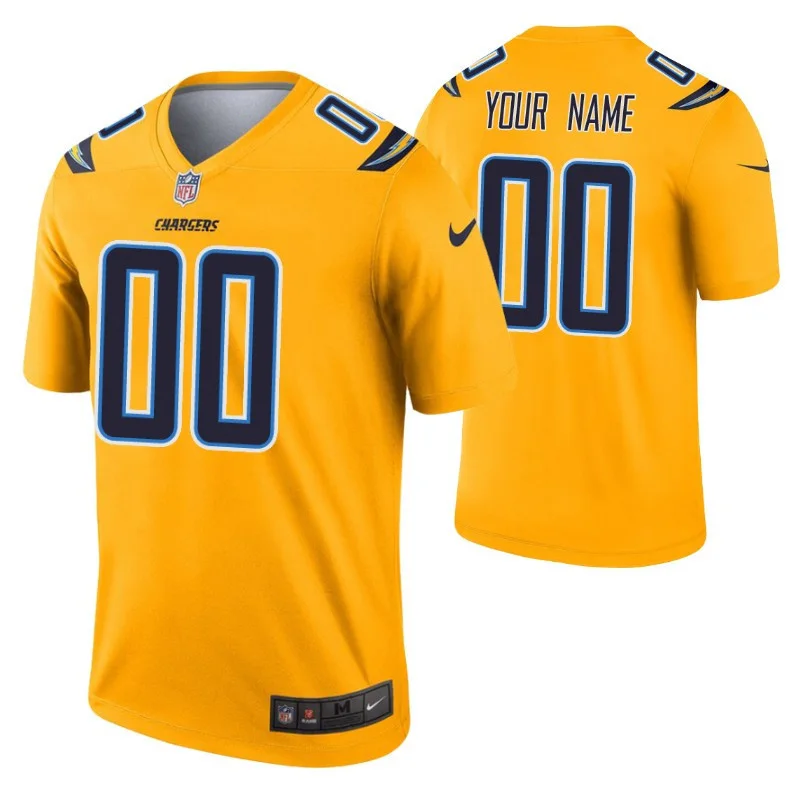 Men's Custom Los Angeles Chargers Jersey Gold Inverted Legend Edition -