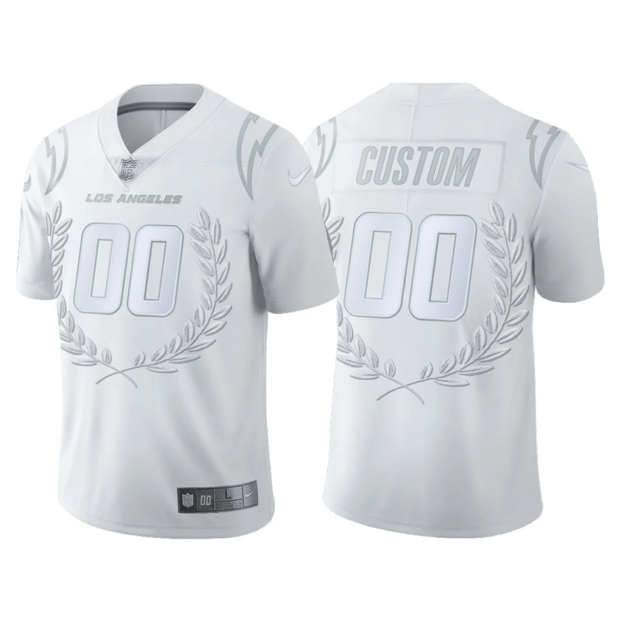 Men's Los Angeles Chargers #00 Custom White limited edition collection Jersey -
