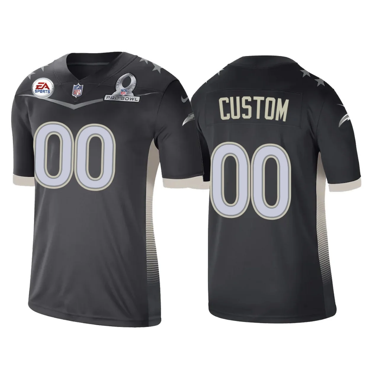 Men's Los Angeles Chargers Custom Anthracite 2021 AFC Pro Bowl Game Jersey -