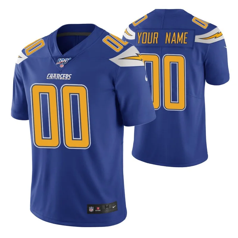 Men's Los Angeles Chargers Custom Jersey - 100th Season Royal Color Rush Edition -