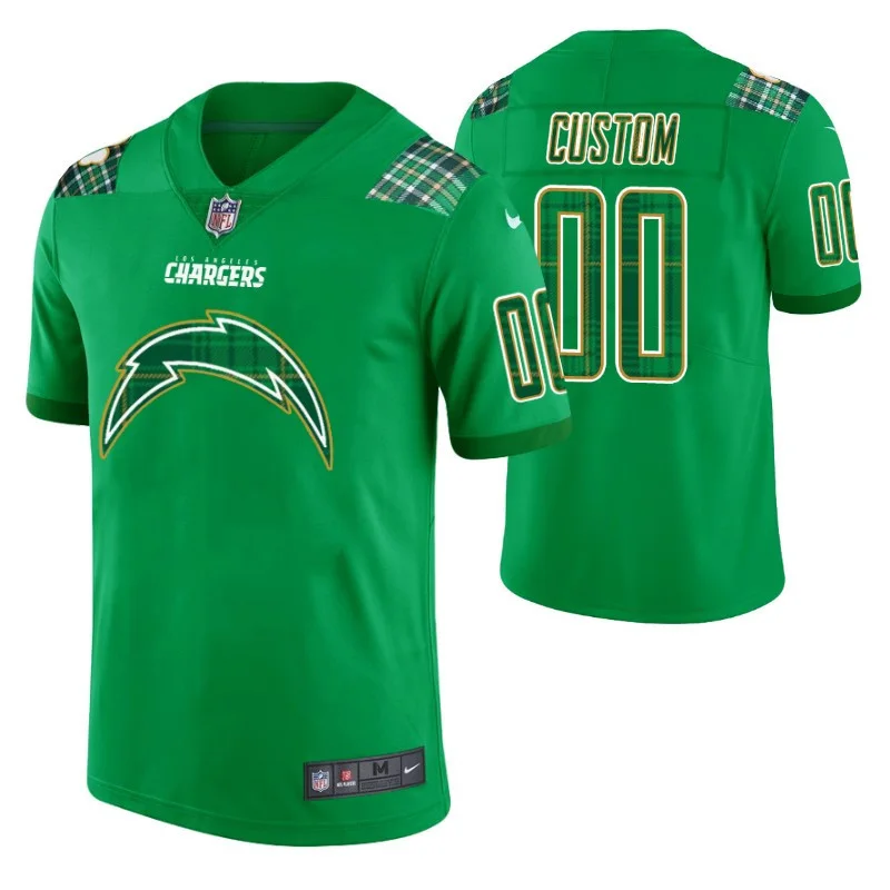 Men's - Los Angeles Chargers Custom Kelly Green St. Patrick's Day Jersey -