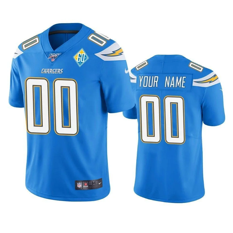 Men's Los Angeles Chargers Custom Light Blue 60th Anniversary Vapor Limited Jersey -