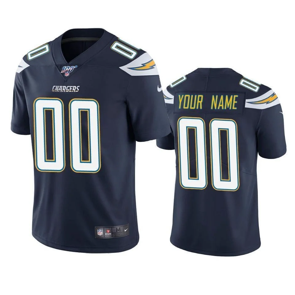 Men's Los Angeles Chargers Custom Navy 100th Season Vapor Limited Jersey -