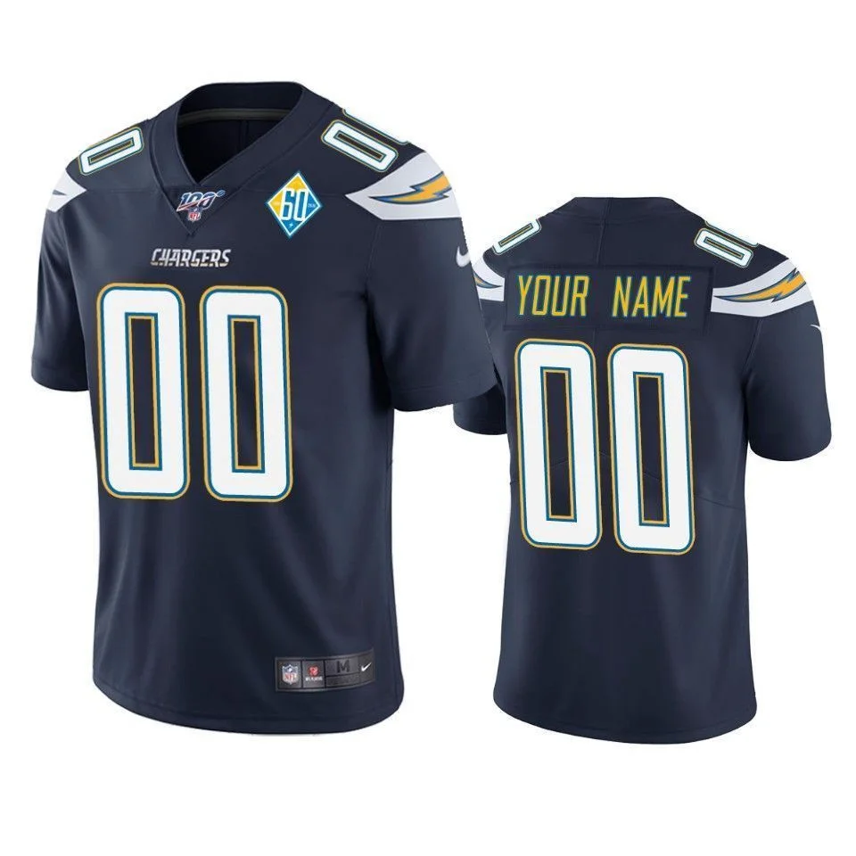 Men's Los Angeles Chargers Custom Navy 60th Anniversary Vapor Limited Jersey -