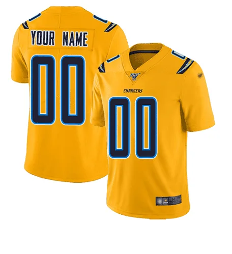 Men's Los Angeles Chargers Customized Electric 2019 Gold 100th Season Vapor Untouchable Stitched Limited Jersey -