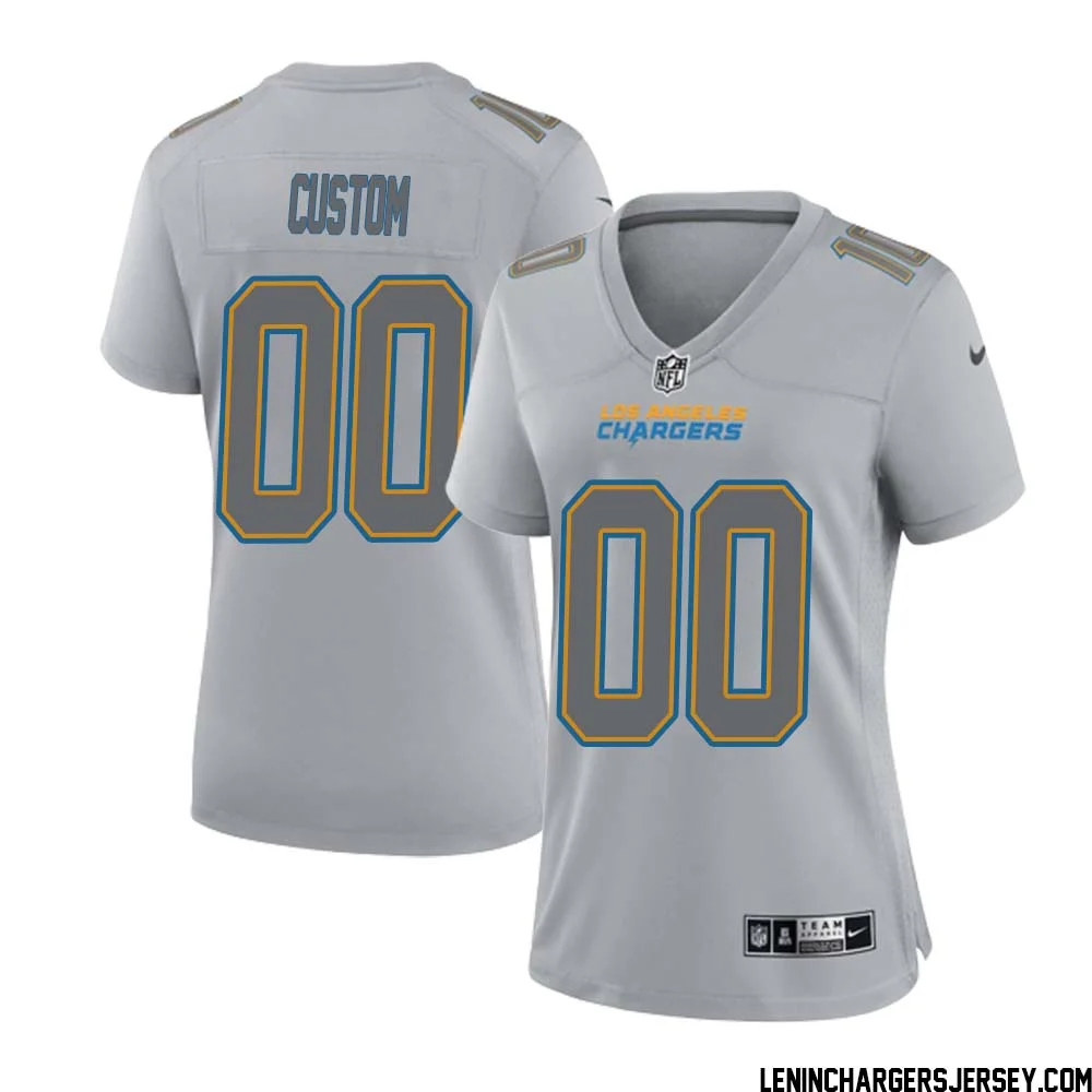 Woman Custom Gray Los Angeles Chargers Atmosphere Fashion Game Jersey -