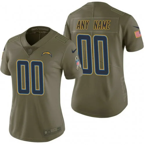 Woman's Los Angeles Chargers Olive 2017 Salute to Service Limited Customized Jersey -