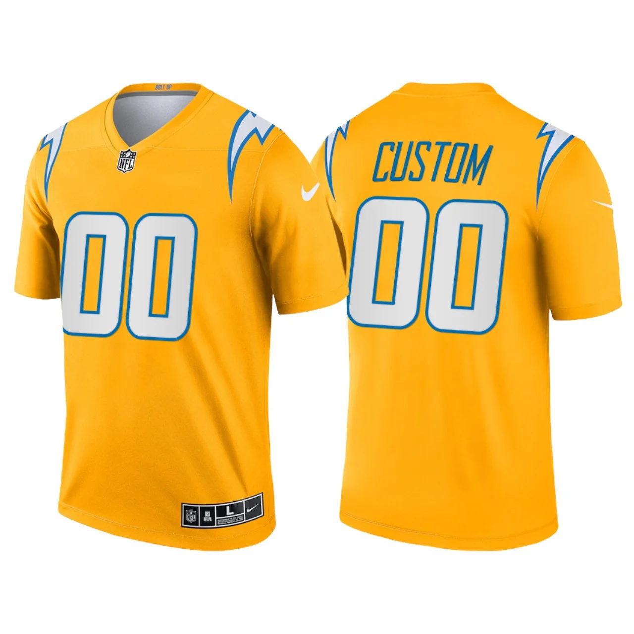 Youth's Los Angeles Chargers #00 Custom 2021 Inverted Legend Jersey - Gold -