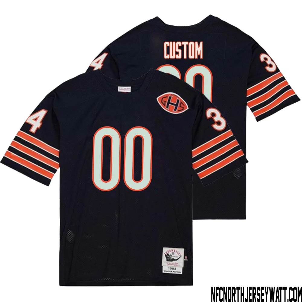 Men Custom Mitchell & Ness Navy Chicago Bears 1983 Authentic Throwback Retired Player Jersey -