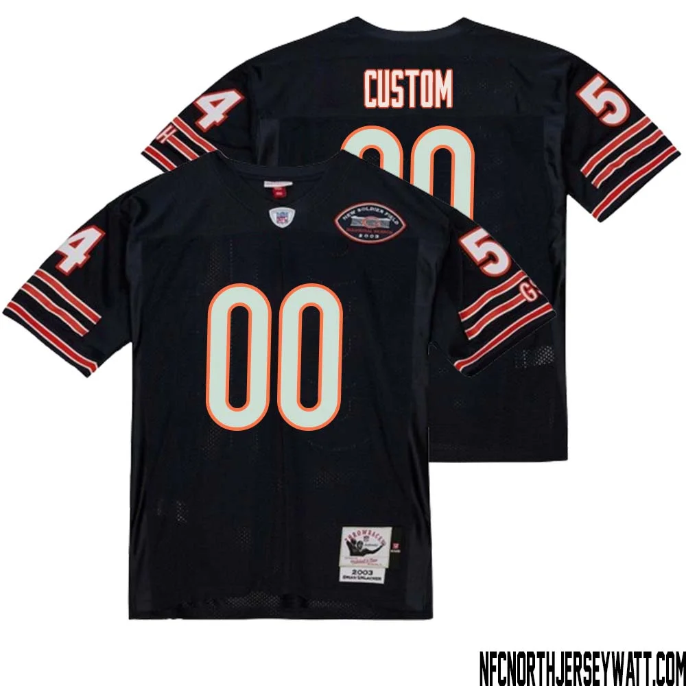 Men Custom Mitchell & Ness Navy Chicago Bears 2003 Authentic Throwback Retired Player Jersey -