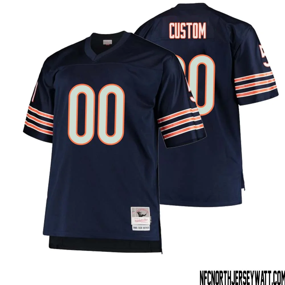 Men Custom Mitchell & Ness Navy Chicago Bears Big & Tall 1966 Retired Player  Jersey
